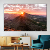 50957419-MGV-CV-36X24-Mountain Sunrise Wall Art Canvas Print, Framed Alpine Ridge Art Picture Print, Mountain Range Perfect Vibrant Rustic Decor Artwork