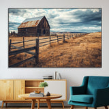 69356982-MGV-CV-36X24-Old Barn Wall Art Canvas Print, Framed Rustic Fence Art Picture Print, Wooden Farmhouse Perfect Rustic Farmhouse Decor Artwork