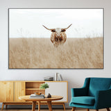20927060-SEG-FC-51X34_Oversize-Texas Longhorn Wall Art Canvas Print, Framed Lone Cattle Art Picture Print, Longhorn Bull Perfect Rustic Western Decor Artwork