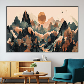 46509506-SEG-FC-51X34_Oversize-Mountain Wall Art – Sunset Canvas Print, Nature Inspired Artwork, Scenic Wall Decor for Living Room, Bedroom, Office