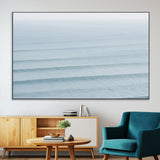 47814787-MGV-CV-36X24-Ocean Waves Wall Art Canvas Print, Framed Solo Surfer Art Picture Print, Wave Lines Perfect Minimalist Ocean Decor Artwork