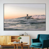 58502923-SEG-FC-51X34_Oversize-Wave Rider Wall Art Canvas Print, Framed Ocean Wave Art Picture Print, Riding Surf Perfect Sunset Surf Decor Artwork