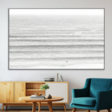 66534476-SEG-FC-51X34_Oversize-Lone Surfer Wall Art Canvas Print, Framed Ocean Waves Art Picture Print, Minimal Sea Perfect Minimal Coastal Decor Artwork
