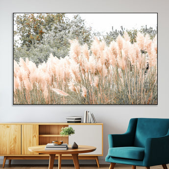 21826392-MGV-CV-36X24-Pampas Grass Wall Art Canvas Print, Framed Soft Pampas Art Picture Print, Pastel Grasses Perfect Soft Neutral Boho Decor Artwork