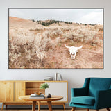 97234735-SEG-FC-51X34_Oversize-Rustic Bones Wall Art Canvas Print, Framed Desert Sage Art Picture Print, Prairie Skull Perfect Minimal Rustic Decor Artwork