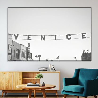 68254589-SEG-FC-51X34_Oversize-Venice Sign Wall Art Canvas Print, Framed Venice Letters Art Picture Print, Los Angeles Perfect Minimalist Urban Decor Artwork