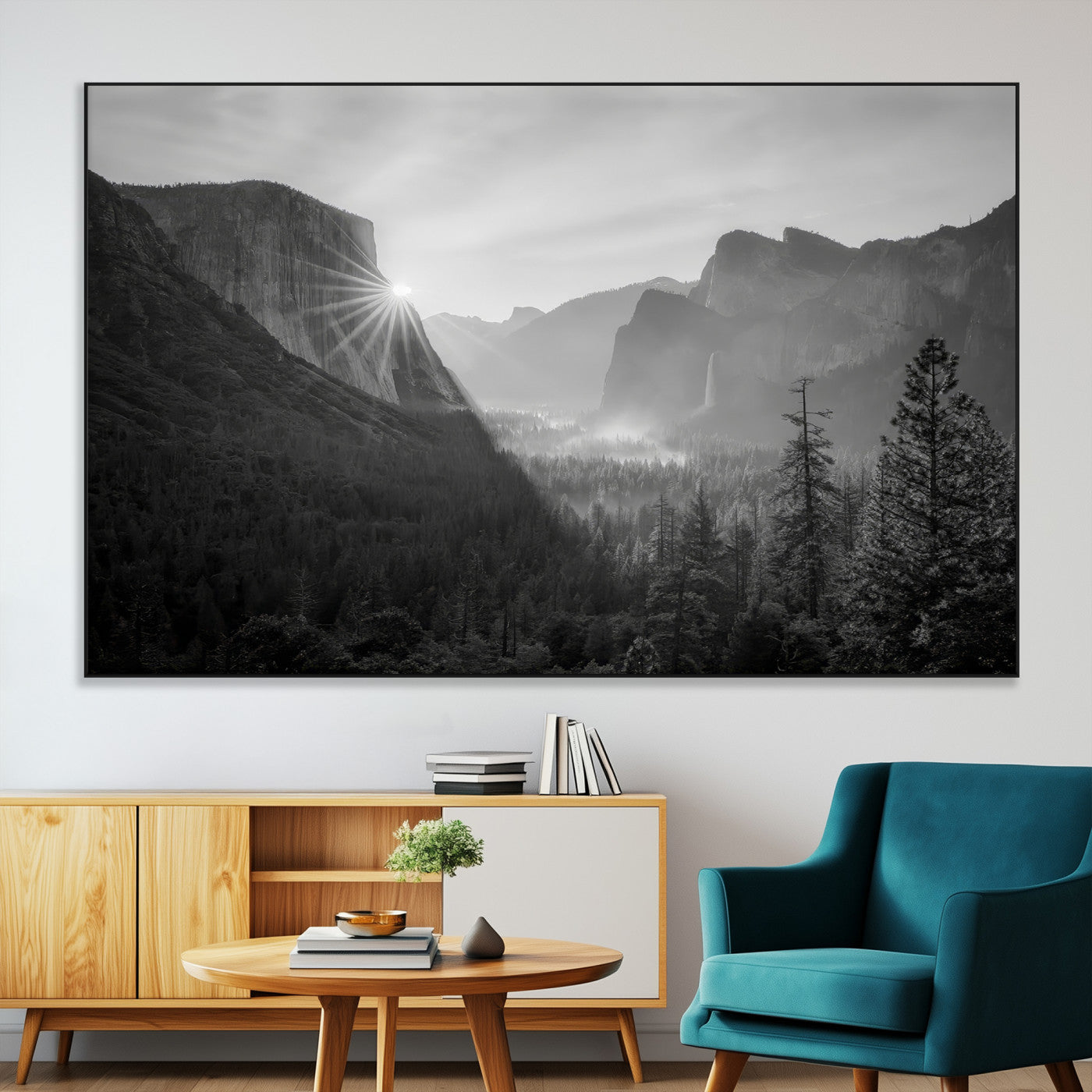 39278955-MGV-CV-36X24-Yosemite Valley Wall Art Canvas Print, Framed El Capitan Art Picture Print, Misty Mountain Perfect Modern Rustic Decor Artwork