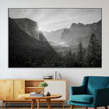 39278955-MGV-CV-36X24-Yosemite Valley Wall Art Canvas Print, Framed El Capitan Art Picture Print, Misty Mountain Perfect Modern Rustic Decor Artwork