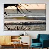 24896468-SEG-FC-51X34_Oversize-Sunset Surf Wall Art Canvas Print, Framed Golden Waves Art Picture Print, Tropical Ocean Perfect Tropical Boho Decor Artwork