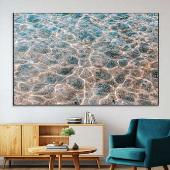 26580287-SEG-FC-51X34_Oversize-Clear Water Wall Art Canvas Print, Framed Sunlit Ripples Art Picture Print, Ocean Texture Perfect Modern Coastal Decor Artwork