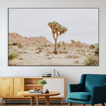 67109959-MGV-CV-36X24-Joshua Tree Wall Art Canvas Print, Framed Neutral Desert Art Picture Print, Earthy Landscape Perfect Neutral Boho Decor Artwork