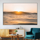16973771-SEG-FC-51X34_Oversize-Calm Water Wall Art Canvas Print, Framed Sunset Waves Art Picture Print, Coastal Warmth Perfect Warm Minimalist Decor Artwork