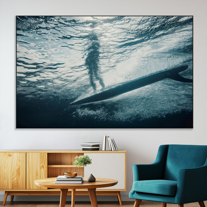 71192524-MGV-CV-36X24-Submerged Surf Wall Art Canvas Print, Framed Underwater Perspective Art Picture Print, Ocean Surf Perfect Coastal Adventure Decor