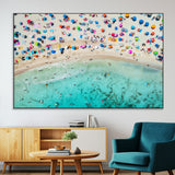 76172085-SEG-FC-51X34_Oversize-Tropical Shoreline Wall Art Canvas Print, Framed Beach Relaxing Art Picture Print, Aerial Summer Perfect Coastal Vibrant Decor