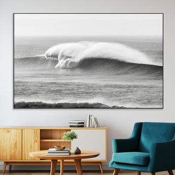 42544082-SEG-FC-51X34_Oversize-Monochrome Seascape Wall Art Canvas Print, Framed Surf Wave Art Picture Print, Minimalist Ocean Perfect Moody Coastal Decor