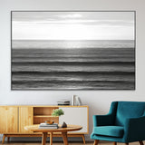 47305203-SEG-FC-51X34_Oversize-Monochrome Ocean Wall Art Canvas Print, Framed Moody Ocean Art Picture Print, Calm Ocean Perfect Minimalist Coastal Decor Artwork