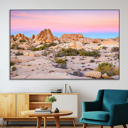 96167137-SEG-FC-51X34_Oversize-Vibrant Sunset Sky Wall Art Canvas Print, Framed Joshua Tree Art Picture Print, Rugged Terrain Perfect Southwestern Boho Decor