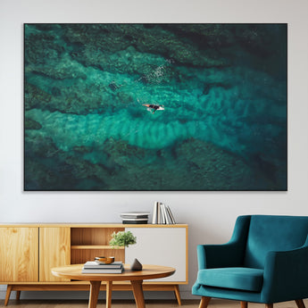 93287752-SEG-FC-51X34_Oversize-Ocean Surf Wall Art Canvas Print, Framed Blue Waters Art Picture Print, Vibrant Seascape Perfect Coastal Adventure Decor Artwork