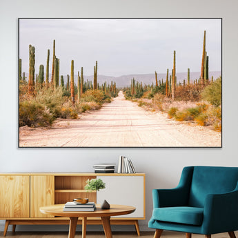 30742780-SEG-FC-51X34_Oversize-Desert Cactus Wall Art Canvas Print, Framed Southwestern Art Picture Print, Bohemian Western Perfect Southwestern Boho Decor