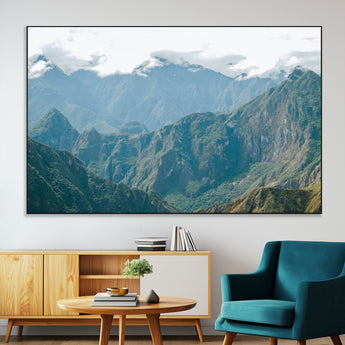 79393816-SEG-FC-51X34_Oversize-Misty Mountain Wall Art Canvas Print, Framed Cloudy Andean Art Picture Print, Rugged Mountain Perfect Rustic Nature Decor Artwork