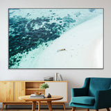 33764764-SEG-FC-51X34_Oversize-Minimal Beach Wall Art Canvas Print, Framed Ocean Swimming Art Picture Print, Clear Ocean Perfect Minimal Coastal Decor Artwork