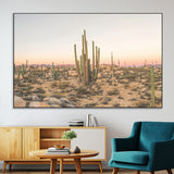 76234974-SEG-FC-51X34_Oversize-Desert Cactus Wall Art Canvas Print, Framed Baja Desert Art Picture Print, Pastel Desert Perfect Southwestern Boho Decor Artwork