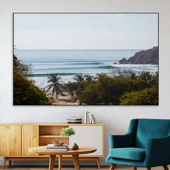 88336640-SEG-FC-51X34_Oversize-Tropical Beach Scene Wall Art Canvas Print, Framed Coastal Photography Art Picture Print, Ocean Horizon Art Perfect Coastal Boho