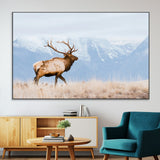 96024025-MGV-CV-36X24-Elk Photography Wall Art Canvas Print, Framed Mountain Wildlife Art Picture Print, Rustic Lodge Decor Perfect Rustic Lodge Decor