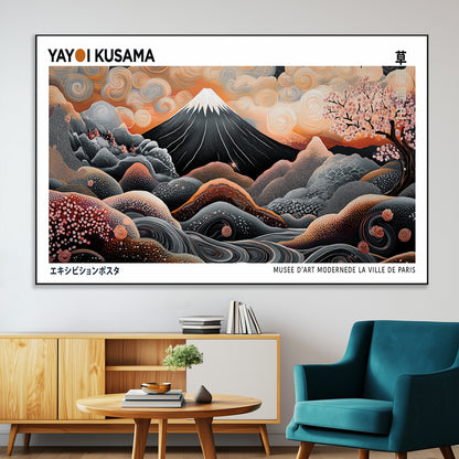 63125329-MGV-CV-36X24-Japanese Mt Fuji Wall Art – Surreal Ukiyo e Style Cherry Blossom Poster, Swirling Cloud Landscape Print, Modern Oriental Asian