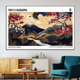 66243961-MGV-CV-36X24-Mount Fuji Japanese Wall Art – Golden Abstract Landscape Canvas Print, Cherry Blossom Painting, Modern Oriental Zen Home Decor