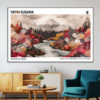 32352074-MGV-CV-36X24-Japanese Landscape Wall Art – Mount Fuji River Canvas Print, Modern Asian Inspired Nature Decor for Living Room, Bedroom, Office