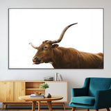 62566114-SEG-FC-51X34_Oversize-Longhorn Cow Art Wall Art Canvas Print, Framed Rustic Animal Decor Art Picture Print, Texas Bull Photo Perfect Rustic Farmhouse