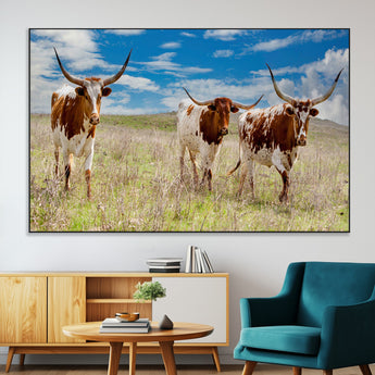 58099948-SEG-FC-51X34_Oversize-Texas Longhorn Wall Art Canvas Print, Framed Western Decor Art Picture Print, Rustic Farmhouse Perfect Western Farmhouse Decor