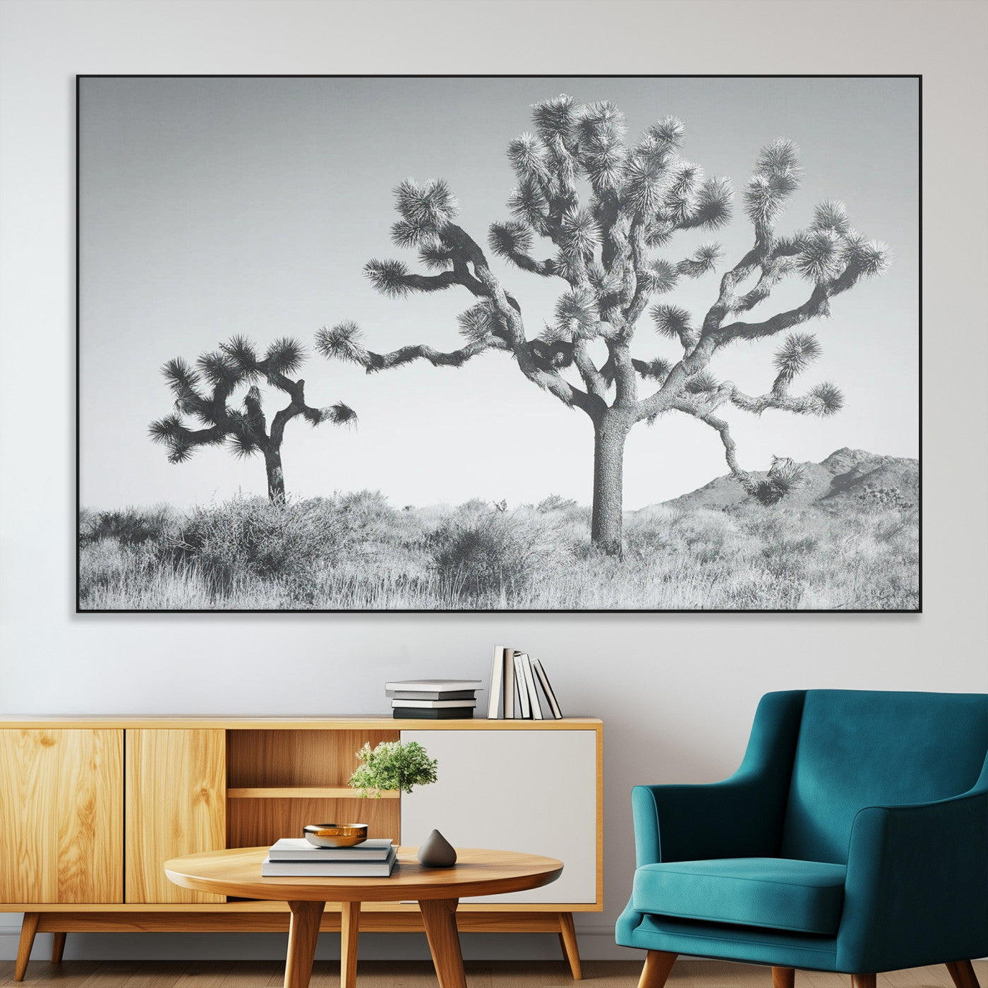 58647785-SEG-FC-51X34_Oversize-Calm Earthy Aesthetic Wall Art Canvas Print, Framed Arid Terrain Decor Art Picture Print, Joshua Tree Perfect Rustic Minimalist