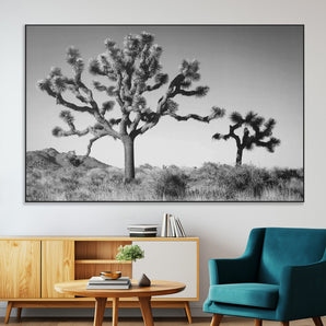93692513-SEG-FC-51X34_Oversize-Joshua Tree Wall Art Canvas Print, Framed Monochrome Desert Art Picture Print, Minimalist Nature Scene Perfect Southwestern