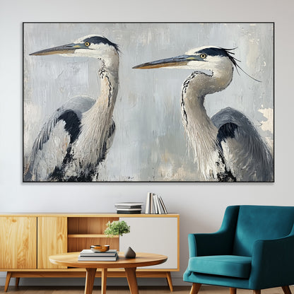 19427826-MGV-CV-36X24-Bird Canvas Decor Wall Art Canvas Print, Framed Coastal Bird Pair Art Picture Print, Minimalist Wildlife Wall Perfect Coastal