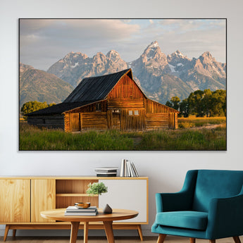 31771014-MGV-CV-36X24-Rustic Barn Wall Art Canvas Print, Framed Western Landscape Art Picture Print, Farmhouse Style Perfect Rustic Farmhouse Decor