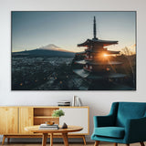 87729656-MGV-CV-36X24-Mount Fuji Wall Art Canvas Print, Framed Japan Travel Art Picture Print, Chureito Pagoda Perfect Zen Minimalism Decor Artwork