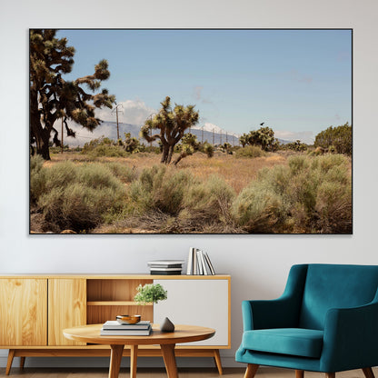 16114018-MGV-CV-36X24-Joshua Tree Wall Art Canvas Print, Framed Desert Landscape Art Picture Print, Mountain Horizon Perfect Southwestern Boho Decor