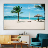 42623350-MGV-CV-36X24-Tropical Beach Wall Art Canvas Print, Framed Palm Tree Art Picture Print, Ocean View Perfect Tropical Coastal Decor Artwork