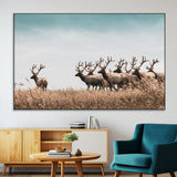 81594705-MGV-CV-36X24-Elk Herd Wall Art Canvas Print, Framed Wildlife Photography Art Picture Print, Rustic Nature Print Perfect Rustic Wildlife Decor