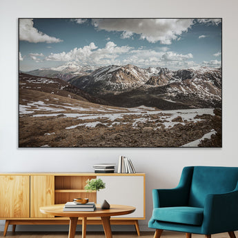 44565953-MGV-CV-36X24-Mountain Landscape Wall Art Canvas Print, Framed Snowy Peaks Art Picture Print, Rugged Highlands Perfect Rustic Adventure Decor
