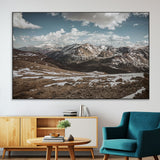 44565953-MGV-CV-36X24-Mountain Landscape Wall Art Canvas Print, Framed Snowy Peaks Art Picture Print, Rugged Highlands Perfect Rustic Adventure Decor