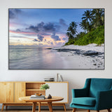 75045485-MGV-CV-36X24-Tropical Beach Wall Art Canvas Print, Framed Sunset Glow Art Picture Print, Palm Tree Coast Perfect Tropical Coastal Decor Artwork