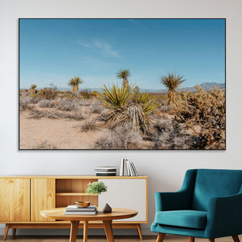 35156165-MGV-CV-36X24-Joshua Tree Wall Art Canvas Print, Framed Desert Landscape Art Picture Print, Warm Earth Tones Perfect Southwestern Minimalist