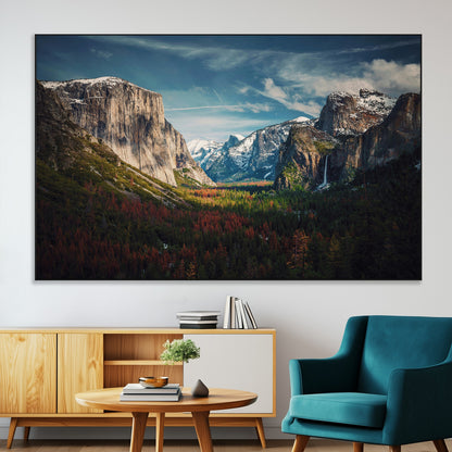 15244033-MGV-CV-36X24-Yosemite National Wall Art Canvas Print, Framed Mountain Landscape Art Picture Print, El Capitan Perfect Rustic Farmhouse Decor