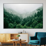 45265379-MGV-CV-36X24-Misty Forest Wall Art – Green Mountain Pine Tree Landscape Canvas Print, Nature Photography Artwork Home Decor for Bedroom, Living