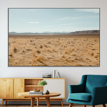 55918919-MGV-CV-36X24-Desert Landscape Wall Art – Golden Grass Plains and Mountain Horizon Canvas Print, Southwest Nature Photography Decor for Living