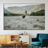 41674074-MGV-CV-36X24-Bison Wall Art – American Buffalo Wildlife Photography Canvas Print, Western Mountain Landscape Artwork Rustic Nature Decor for