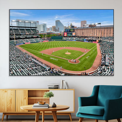 76426407-MGV-CV-36X24-Baseball Stadium Daytime – Panoramic Ballpark Canvas Wall Art, Sports Decor for Office, Man Cave, Game Room, Sports Bar, Baseball